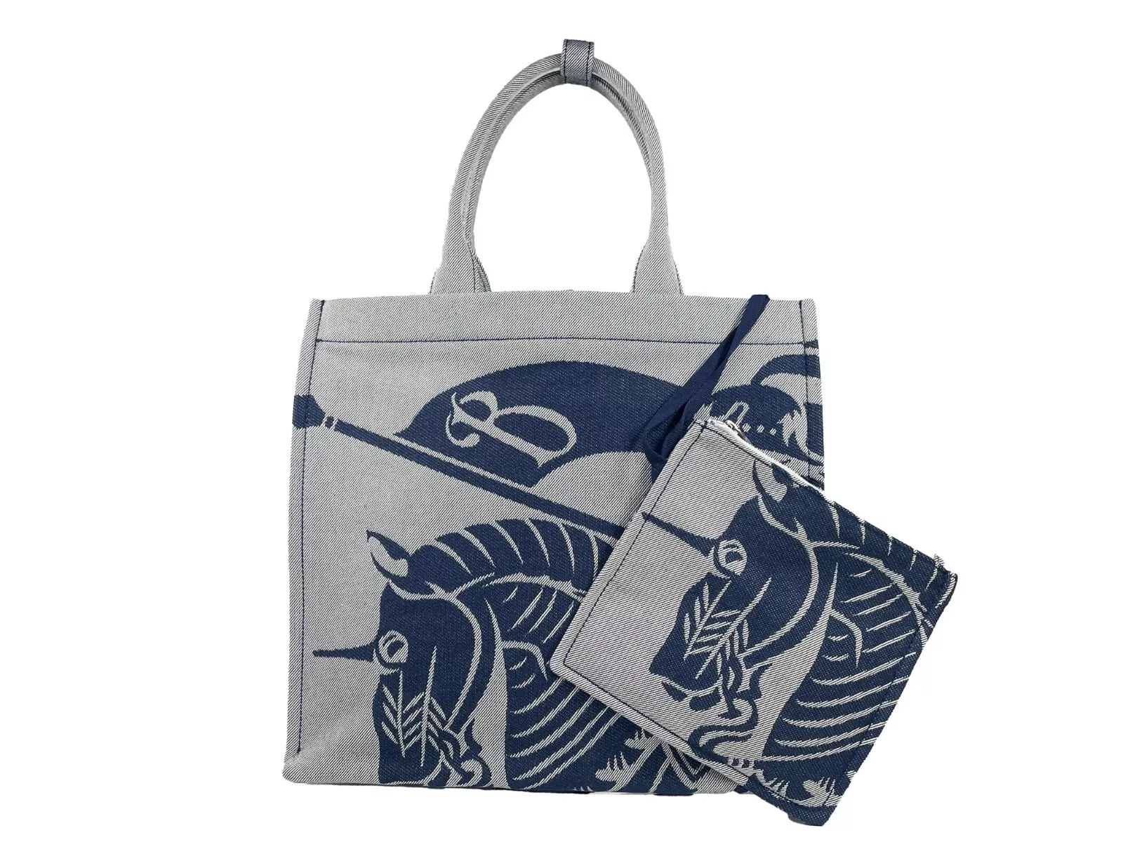 Burberry Navy Ekd Canvas Tote Bag With Coin Pouch 2
