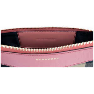 Burberry Peyton House Check Derby Cinnamon Red Grain Leather Pouch Crossbody Bag