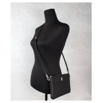 Burberry Peyton Monogram Black Leather Pouch Crossbody Bag Purse