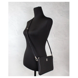 Burberry Peyton Monogram Black Leather Pouch Crossbody Bag Purse