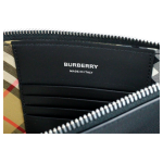 Burberry Peyton Monogram Black Leather Pouch Crossbody Bag Purse 4