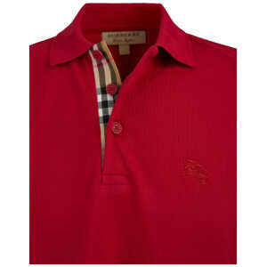 Burberry Red Cotton Collared Polo Shirt 2