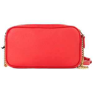 Burberry Small Red Pebbled Leather Elongated Camera Crossbody Bag Purse
