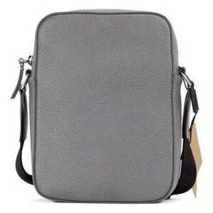 Burberry Thornton Small Grey Embossed Logo Grainy Leather Crossbody Handbag