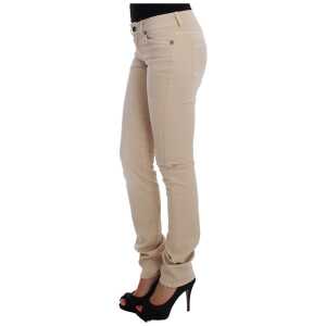 Cavalli Beige Cotton Stretch Slim Fit Jeans
