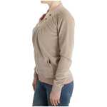 Cavalli Beige Zip Cardigan With Gold Tone Accents