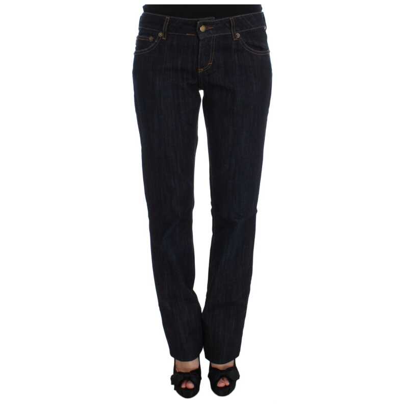 Cavalli Blue Cotton Straight Fit Stretch Jeans, theFeinheit