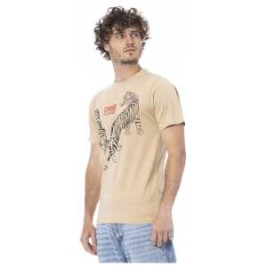 Cavalli Class Beige Cotton Men T Shirt 4