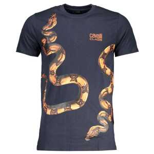 Cavalli Class Blue Cotton T Shirt 7