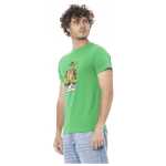 Cavalli Class Green Cotton Men T Shirt 10