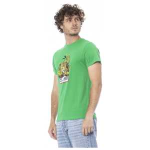 Cavalli Class Green Cotton Men T Shirt 10