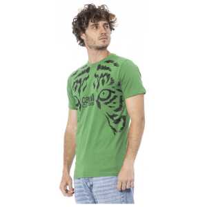 Cavalli Class Green Cotton Men T Shirt