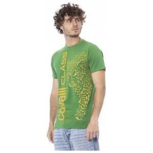 Cavalli Class Green Cotton Men T Shirt 4