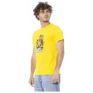 Cavalli Class Yellow Cotton Men T Shirt