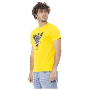 Cavalli Class Yellow Cotton Men T Shirt 7