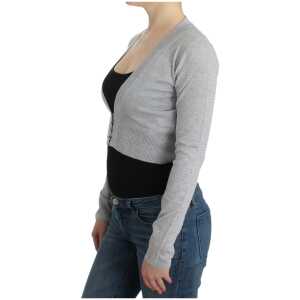 Cavalli Cropped Virgin Wool Cardigan In Chic Gray