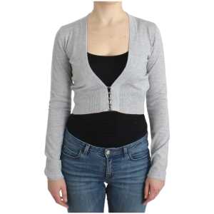 Cavalli Cropped Virgin Wool Cardigan In Chic Gray 7