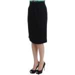 Cavalli Elegant Black Wool Pencil Skirt