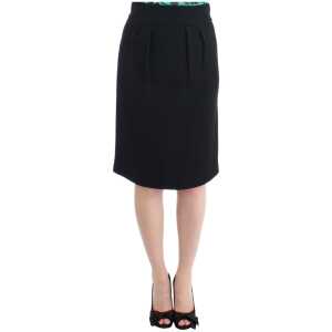 Cavalli Elegant Black Wool Pencil Skirt 6