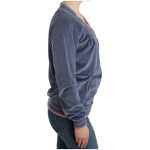 Cavalli Elegant Blue Zip Cardigan With Gold Details 3