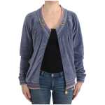 Cavalli Elegant Blue Zip Cardigan With Gold Details 5