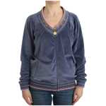 Cavalli Elegant Blue Zip Cardigan With Gold Details 8