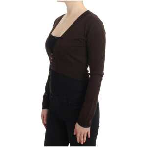 Cavalli Elegant Brown Virgin Wool Cropped Cardigan