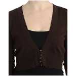 Cavalli Elegant Brown Virgin Wool Cropped Cardigan 4