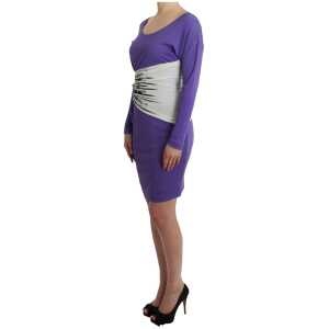 Cavalli Elegant Purple Floral Jersey Dress