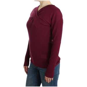 Cavalli Elegant Purple Keyhole Wool Sweater