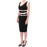 Cavalli Elegant Sheath Lace Dress In Black And Beige