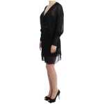 Cavalli Elegant Sheer Black Silk Blouson Dress
