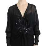 Cavalli Elegant Sheer Black Silk Blouson Dress 4