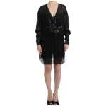 Cavalli Elegant Sheer Black Silk Blouson Dress 8