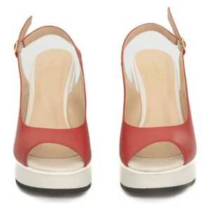 Cerruti 1881 Red Calfskin Women Sandal 5