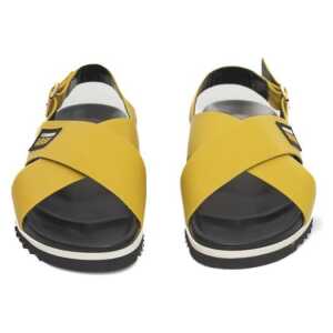 Cerruti 1881 Yellow Calfskin Women Sandal