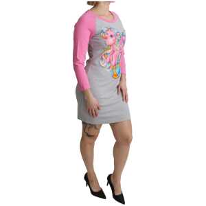 Chic Gray Cotton Blend Moschino Sweater Dress