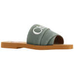 Chloe Elegant Forest Green Cotton Slides