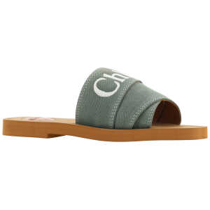 Chloe Elegant Forest Green Cotton Slides