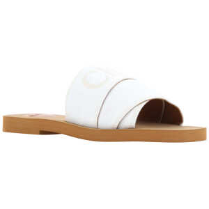 Chloe Elegant White Cotton Slide Sandals