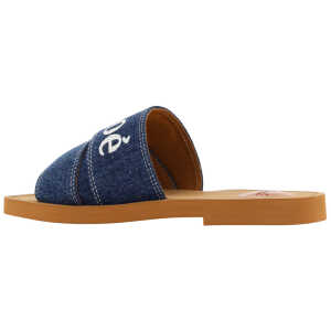 Chloe Sumptuous Cotton Woody Slide Sandals In Denim Blue