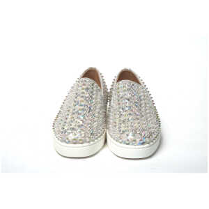 Christian Louboutin White Ab Clear Ab Roller Boat Woman Flat Sneaker
