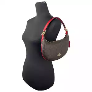 Coach Payton Signature Pvc Leather Shoulder Bag Brown Red 2