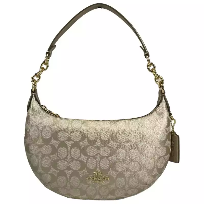 COACH Payton Signature PVC Leather Shoulder Bag Champagne Gold, theFeinheit