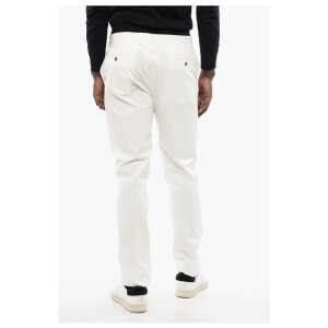 Corneliani Solid Color Stretch Cotton Pants With Belt Loops 2