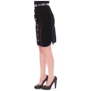 Corrado De Biase Elegant Black Wool Cotton Blend Skirt