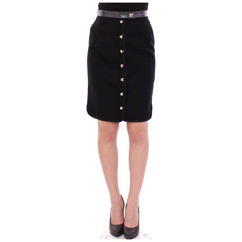 Corrado De Biase Black Metal Buttons Cotto Wool Skirt, theFeinheit