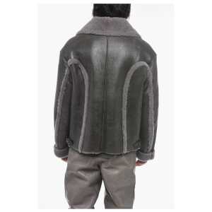 Diesel Vintage Effect Leather L Browny Oversized Jacket With Fur De 2