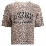 Ganni Leopard Print Short Sleeve Sweater