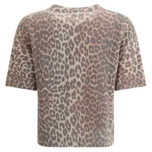 Ganni Leopard Print Short Sleeve Sweater 2